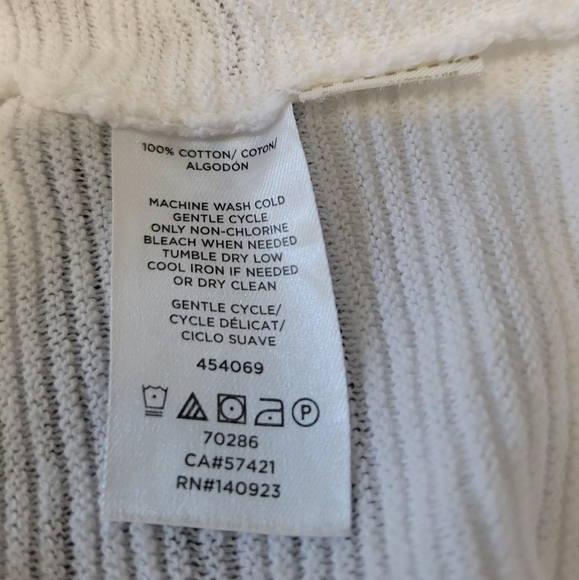 LOFT White 100% Cotton Bell Sleeves Knit Blouse Shirt Top Sz XL Minimal Neutral - Picture 3 of 5